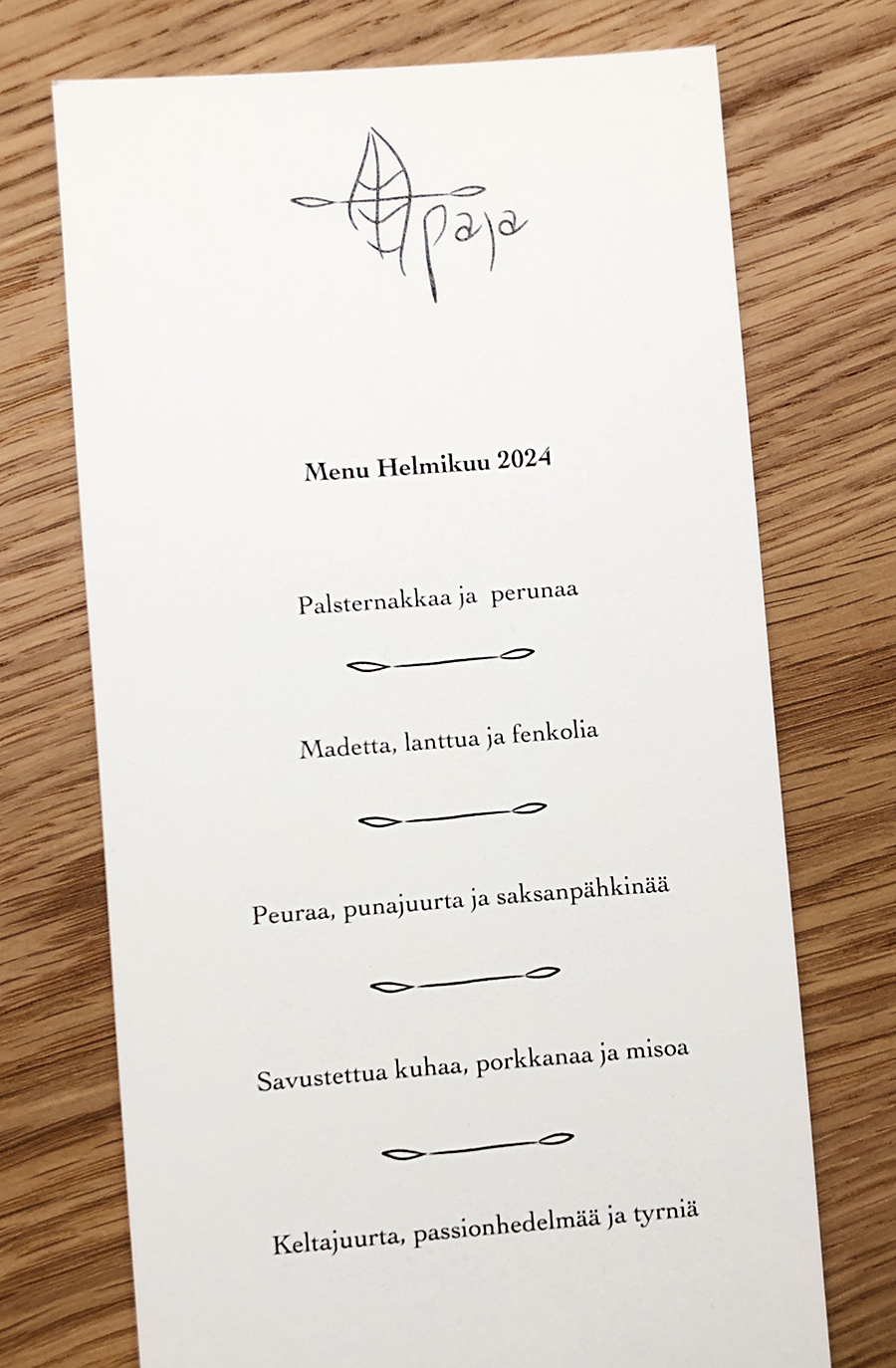Ravintola Apaja Tampere menu